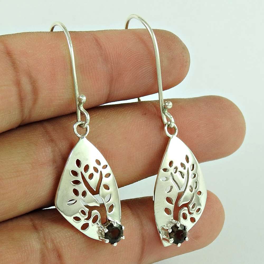 925 Sterling Silver Jewellery Rare Smoky Quartz Gemstone Earrings
