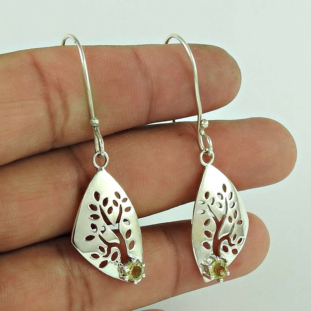 925 Sterling Silver Fashion Jewellery Charming Lemon Topaz Gemstone Earrings