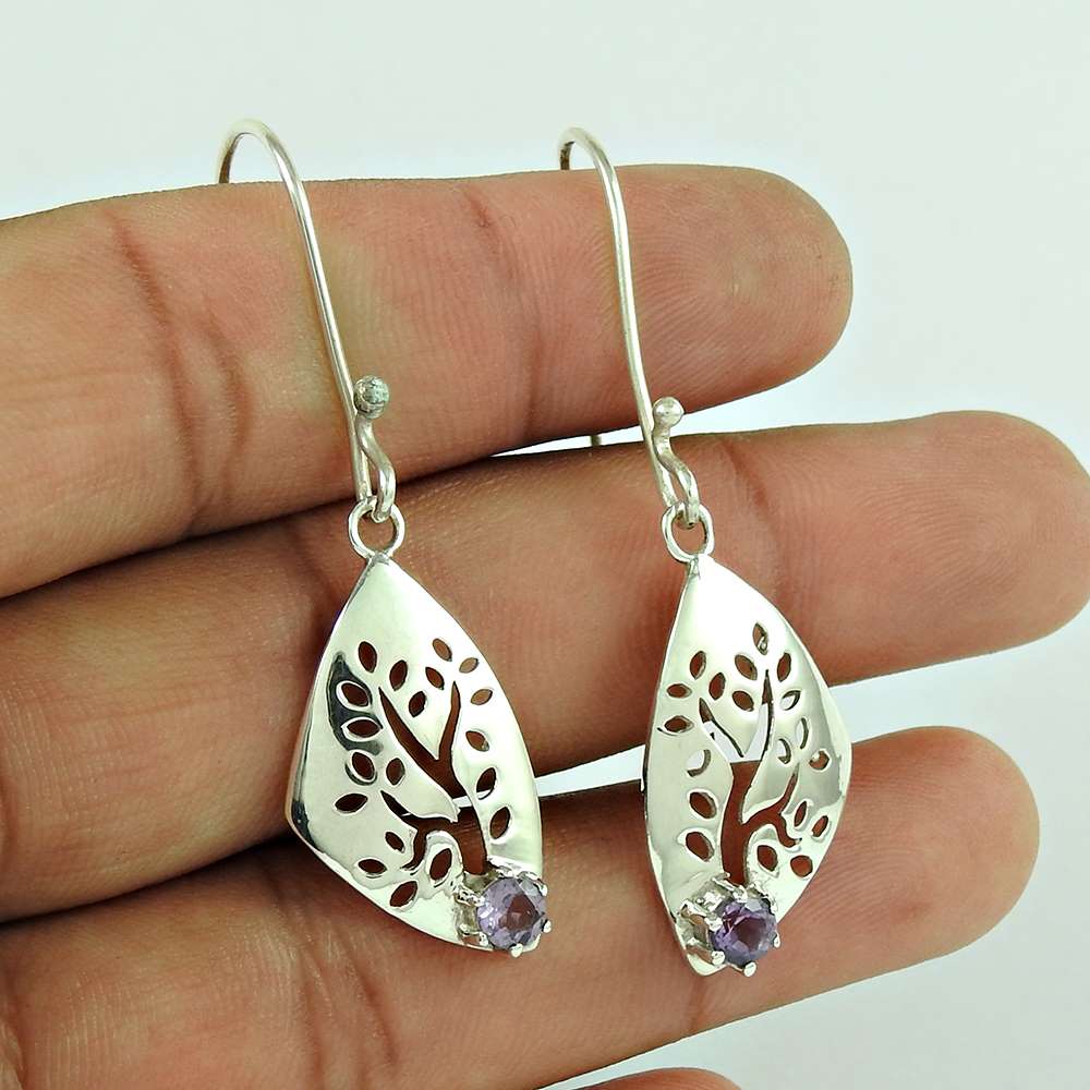 925 Sterling Silver Jewellery Beautiful Amethyst Gemstone Earring