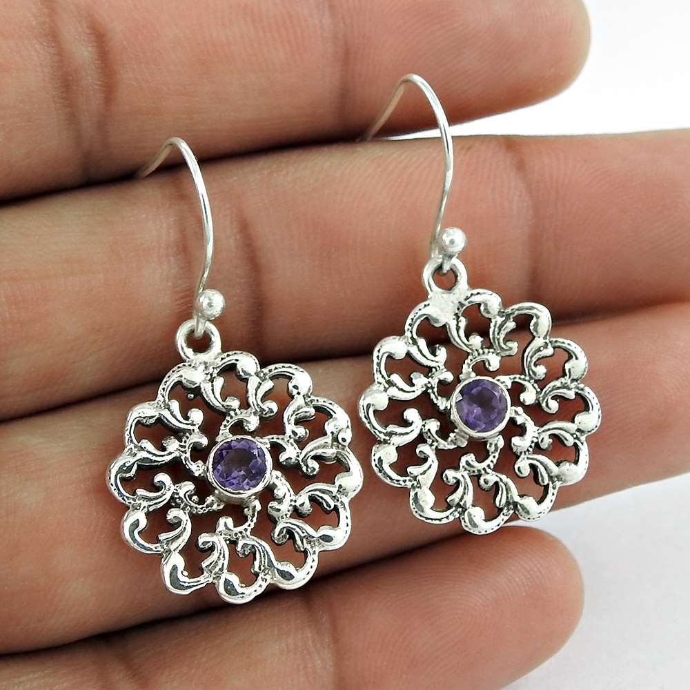 925 Sterling Silver Gemstone Jewellery Charming Amethyst Gemstone Earrings Supplier