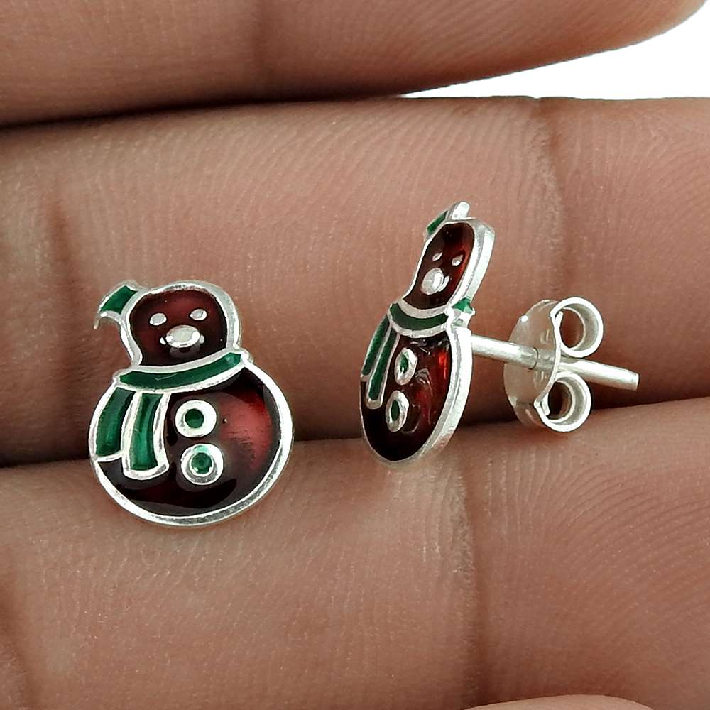 925 Sterling Silver Taddy Enamel Earrings Manufacturer