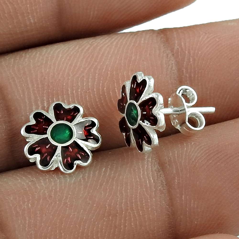 Passionate Modern Style Of 925 Sterling Silver Enamel Earrings