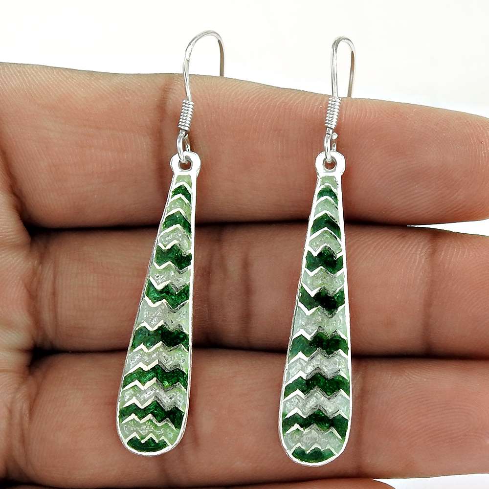 Best Selling Inlay 925 Sterling Silver Earrings Wholesaler India