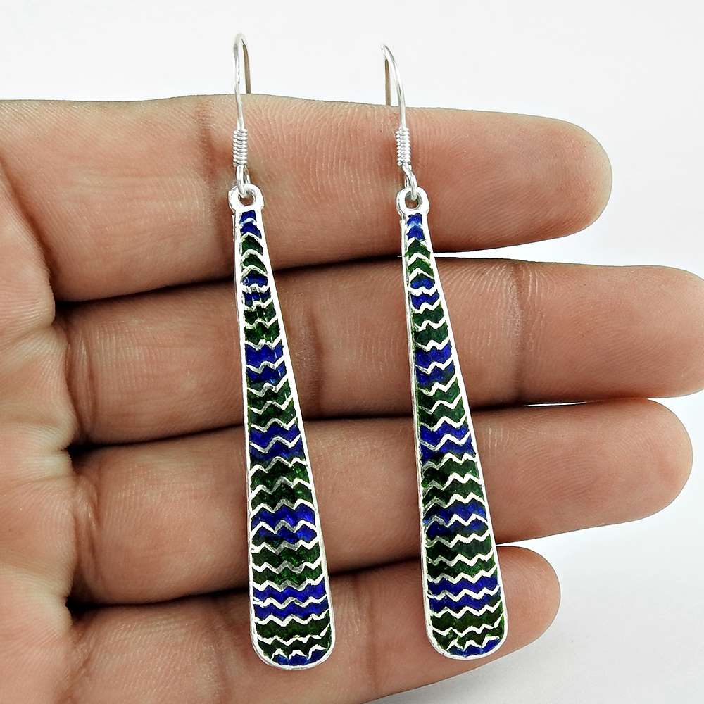Lustrous Inlay 925 Sterling Silver Earrings Wholesaling