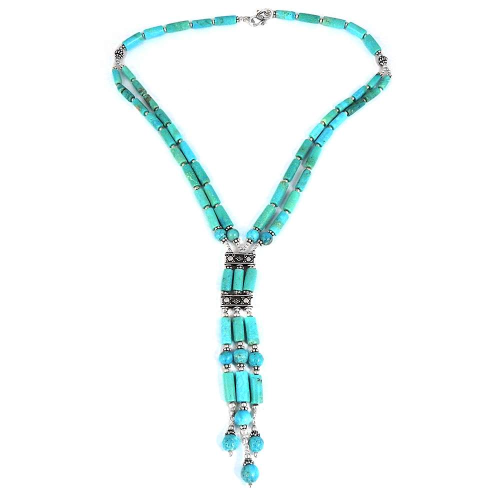 Woman Gift Natural Turquoise Gemstone Cluster Necklace 925 Silver L5