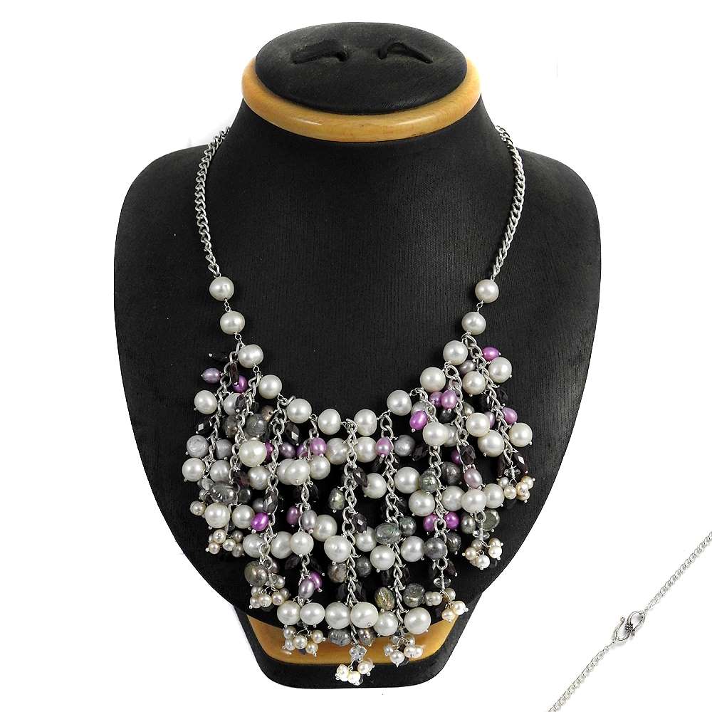 Woman Gift Natural Garnet Gemstone Beaded Necklace 925 Silver H10