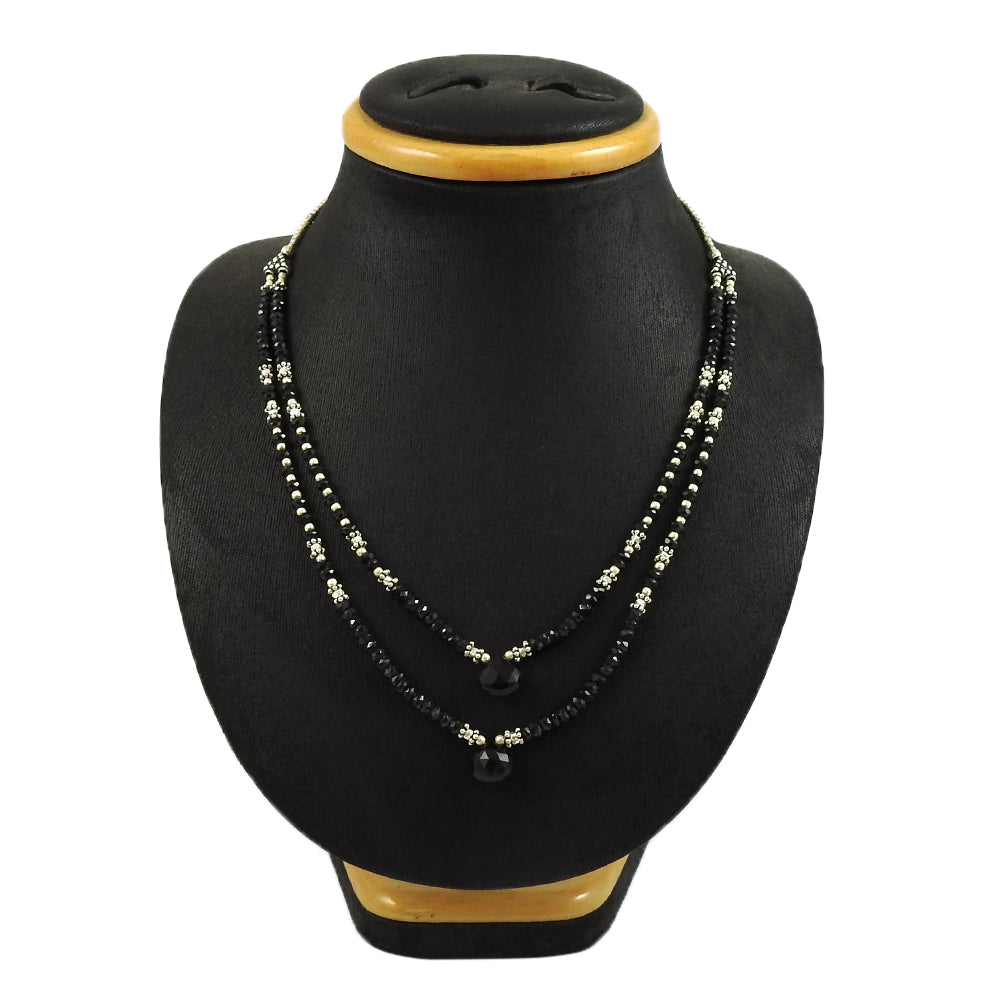 Christmas Gift 925 Sterling Silver Natural Onyx Gemstone Beaded Necklace E4