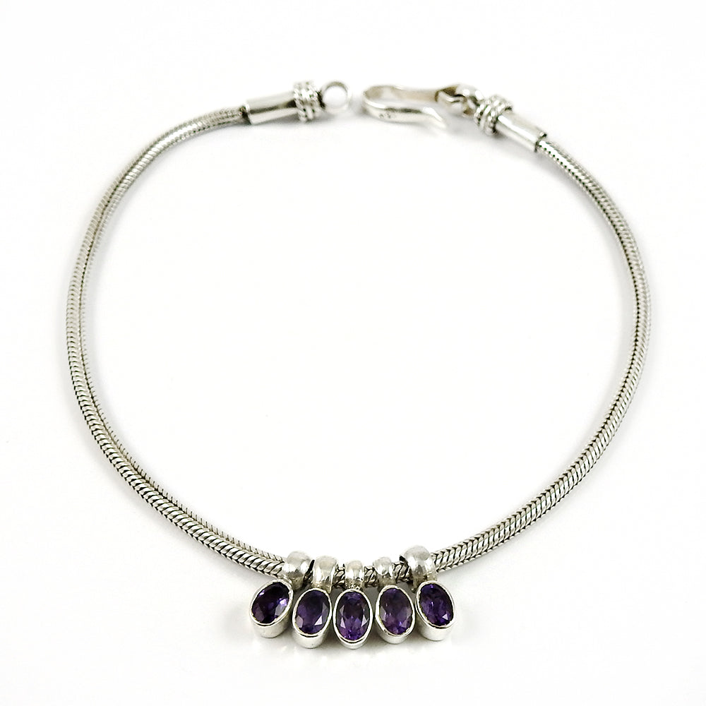 Christmas Gift Natural Amethyst Necklace 925 Sterling Silver R4