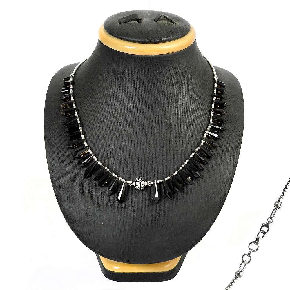 Natural Smoky Quartz Gemstone 925 Silver Cluster Bohemian Necklace For Women E13