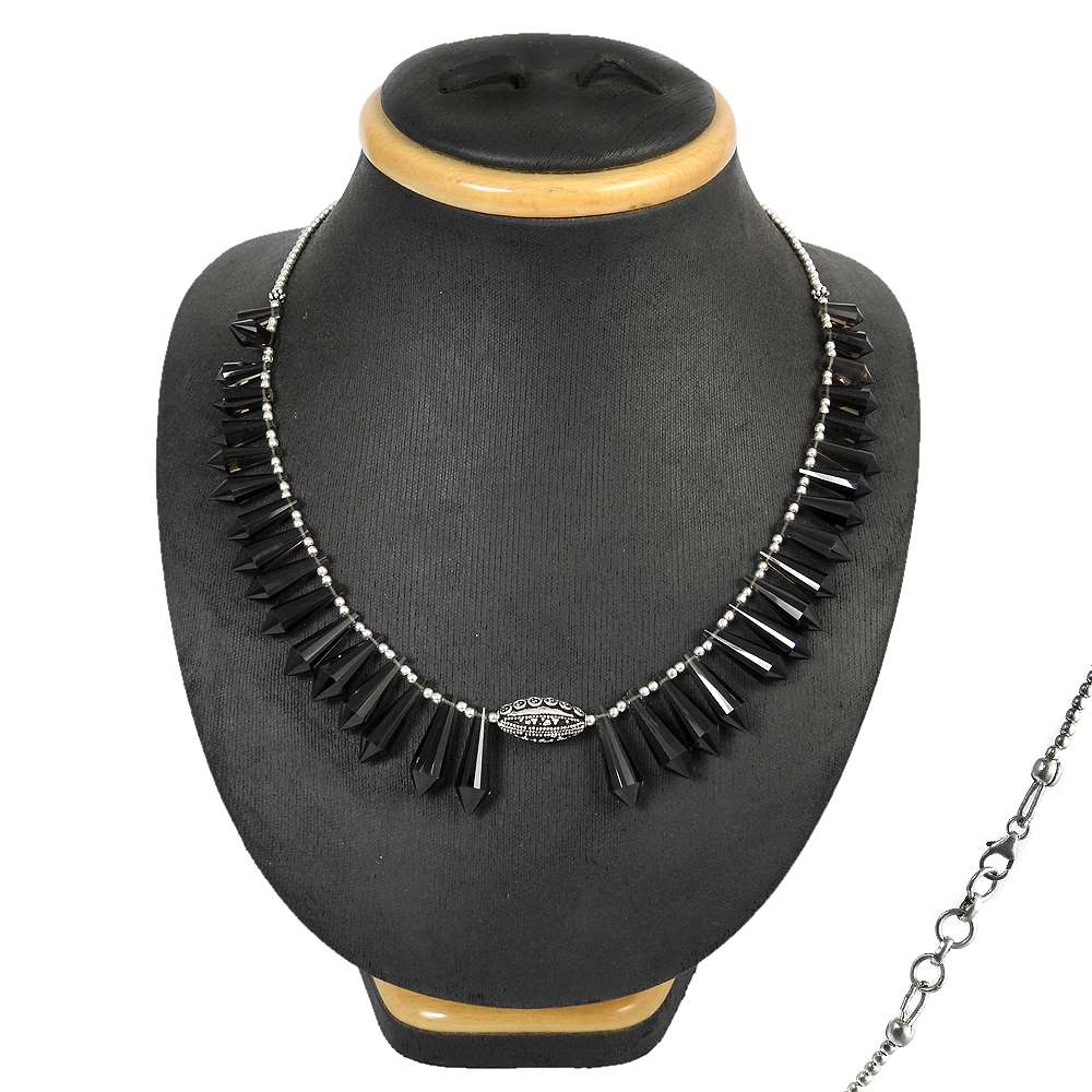 Natural Smoky Quartz Cluster Statement Necklace 925 Silver For Women D31