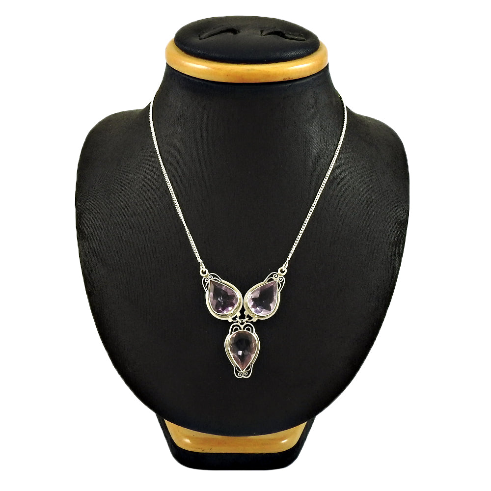 Christmas Gift 925 Sterling Silver Natural Amethyst Gemstone Necklace E5
