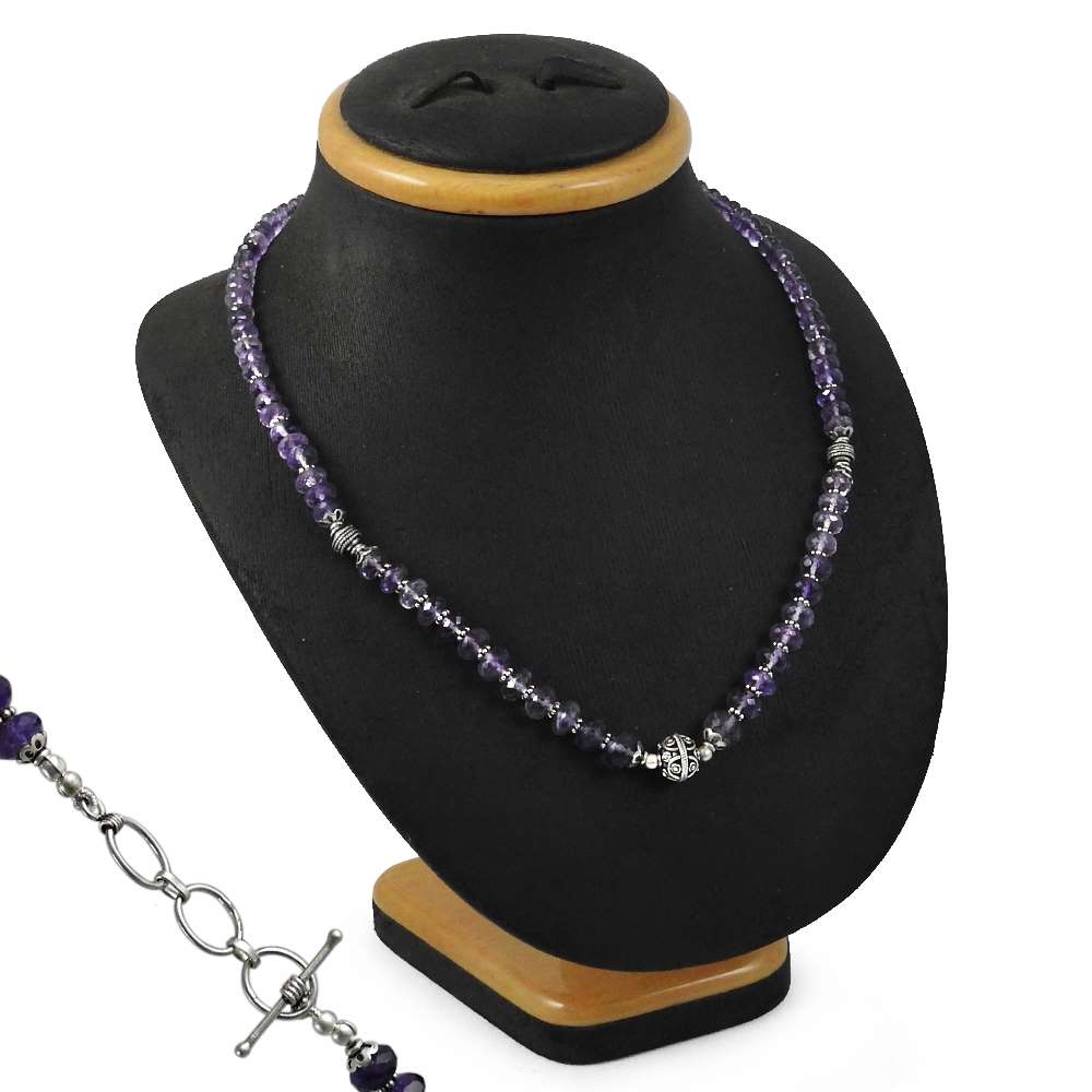 Woman Gift Natural Amethyst Cluster Necklace 925 Silver B15