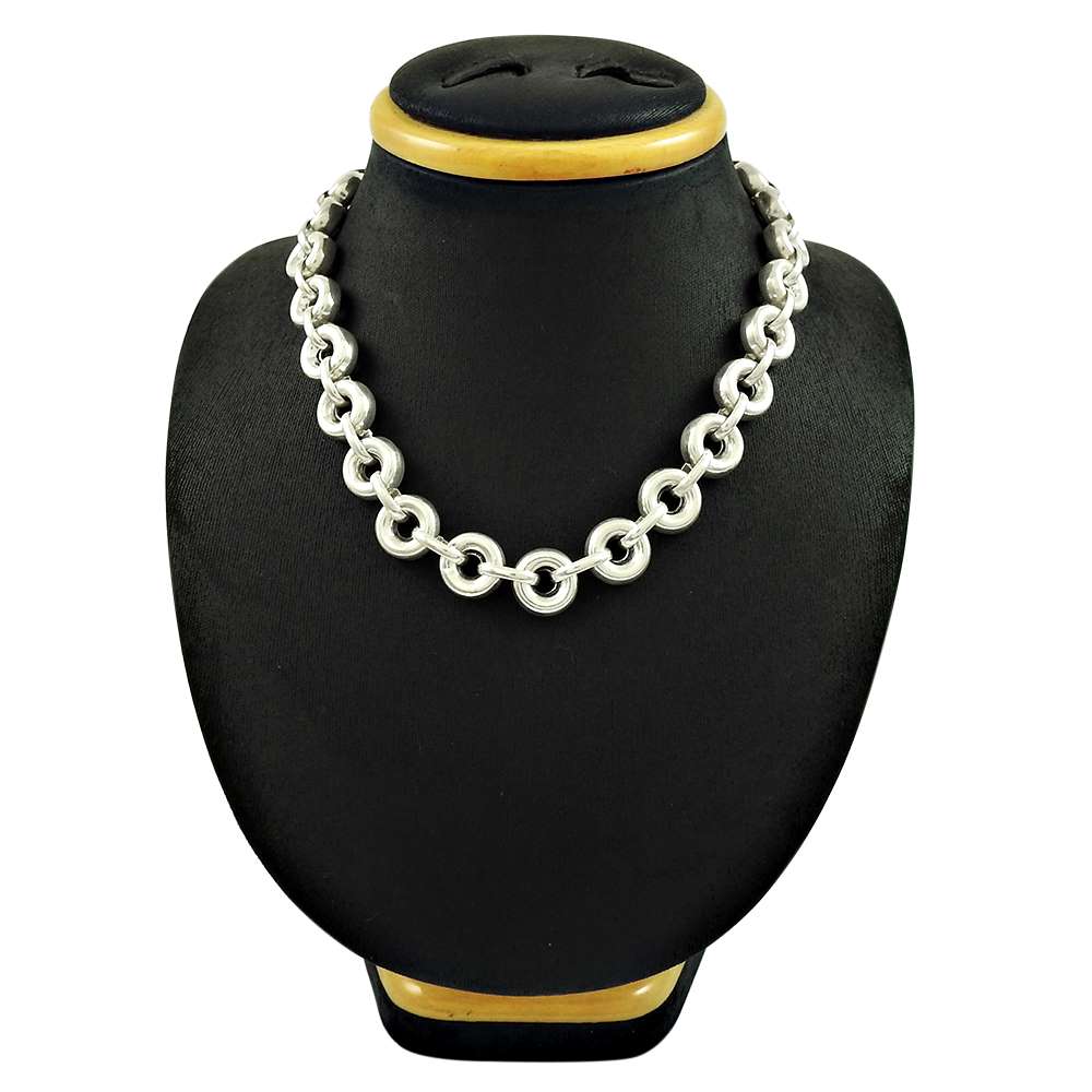 Indian Artisan Jewelry 925 Solid Sterling Silver Cluster Necklace B1