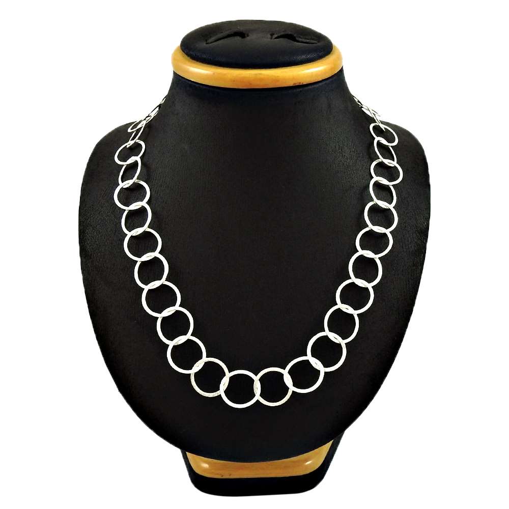 925 Solid Sterling Silver Jewelry Cluster Bog Round Link Chain Necklace O23