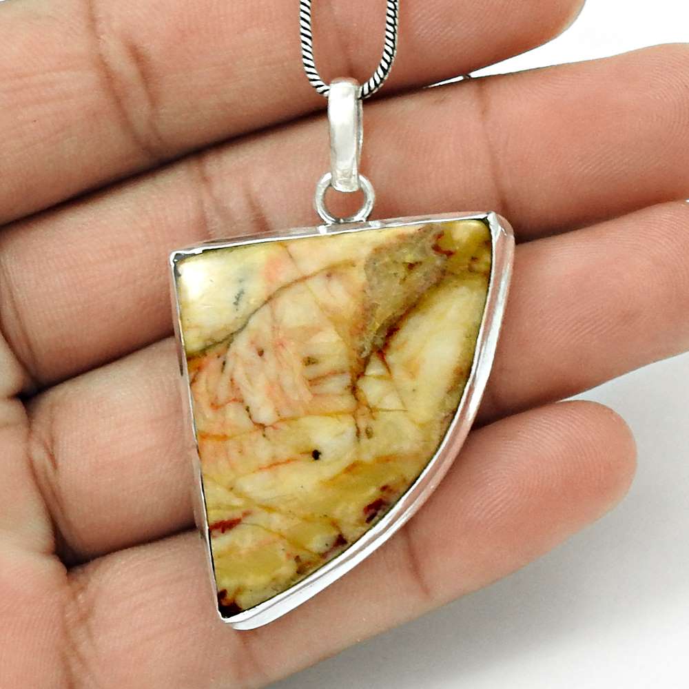 Gift For Her 925 Sterling Silver Natural Mookaite Gemstone Pendant Ethnic W31