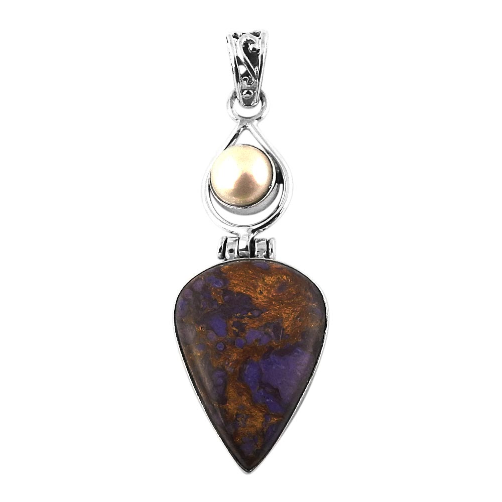 Christmas Gift Natural Turquoise Pendant Bohemian 925 Silver F5