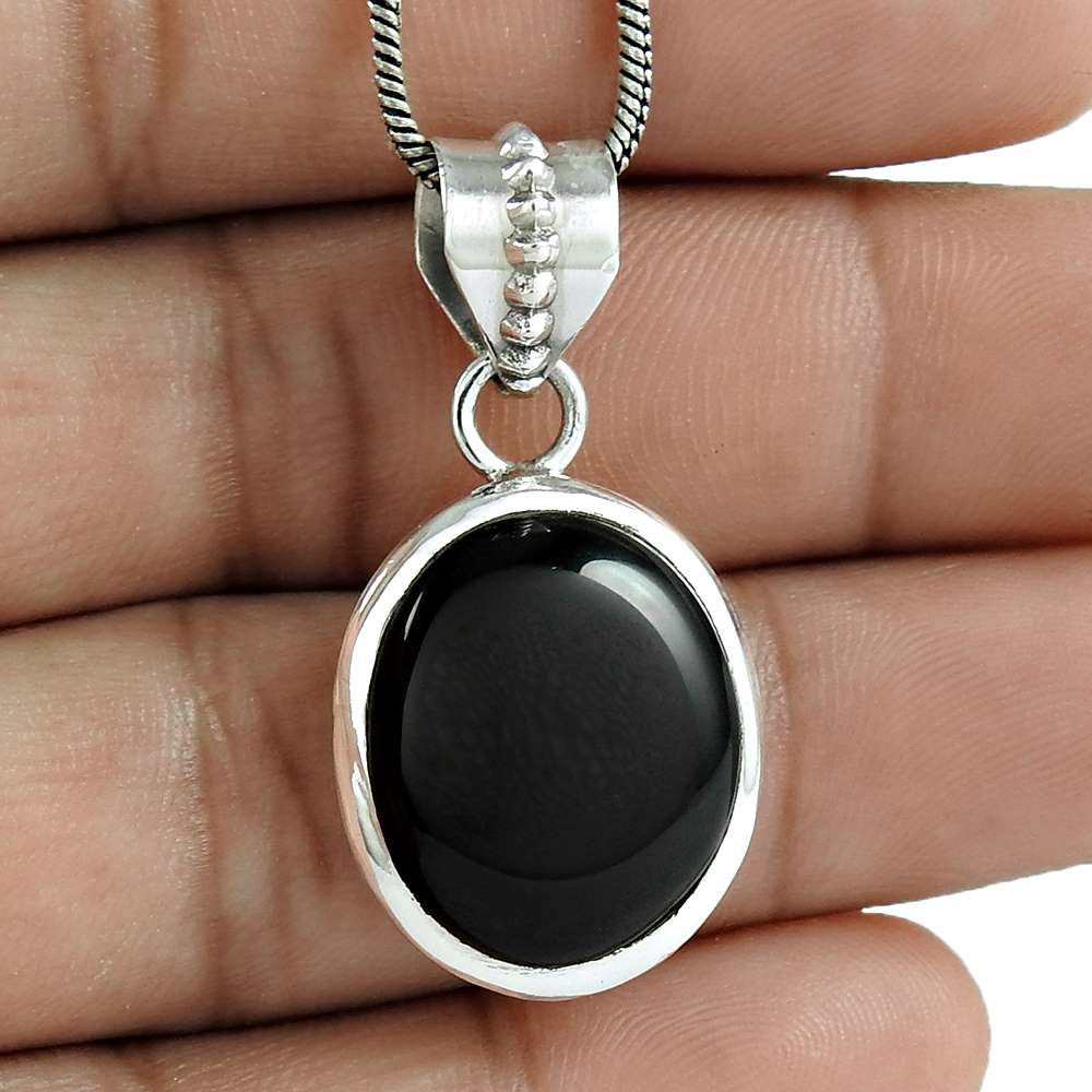 Natural Onyx Gemstone Pendant 925 Sterling Silver Indian Jewelry For Girls Y3