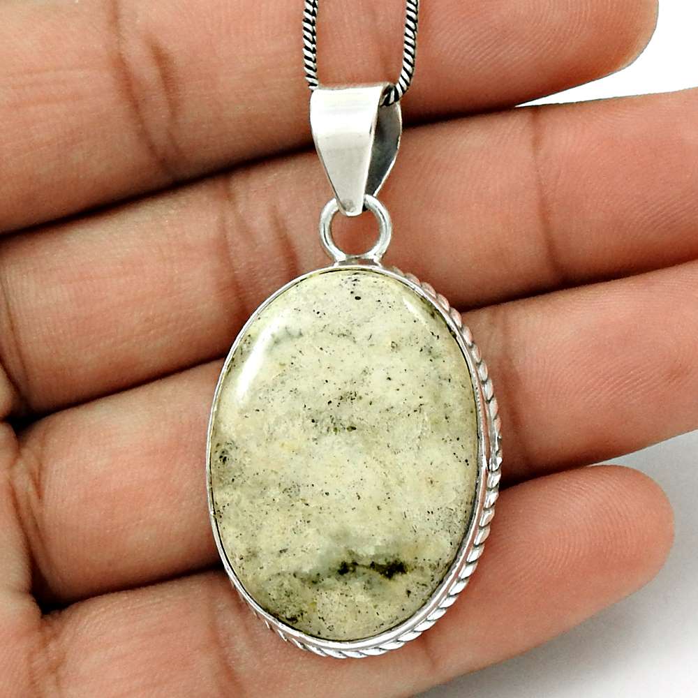 Gift For Women Pendant Bohemian 925 Silver Natural Ocean Jasper Gemstone A33