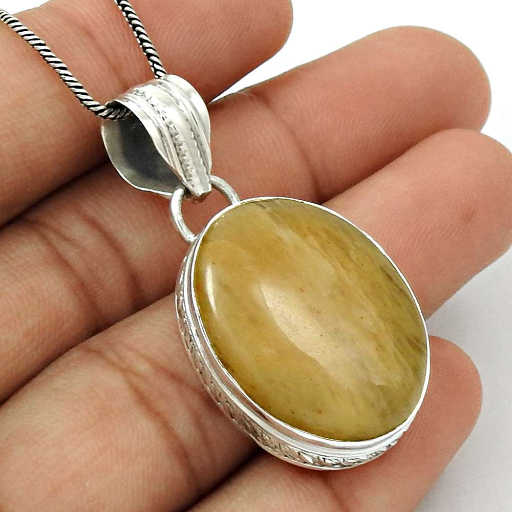Natural Aventurine Gemstone 925 Sterling Silver Pendant Bohemian For Women M33