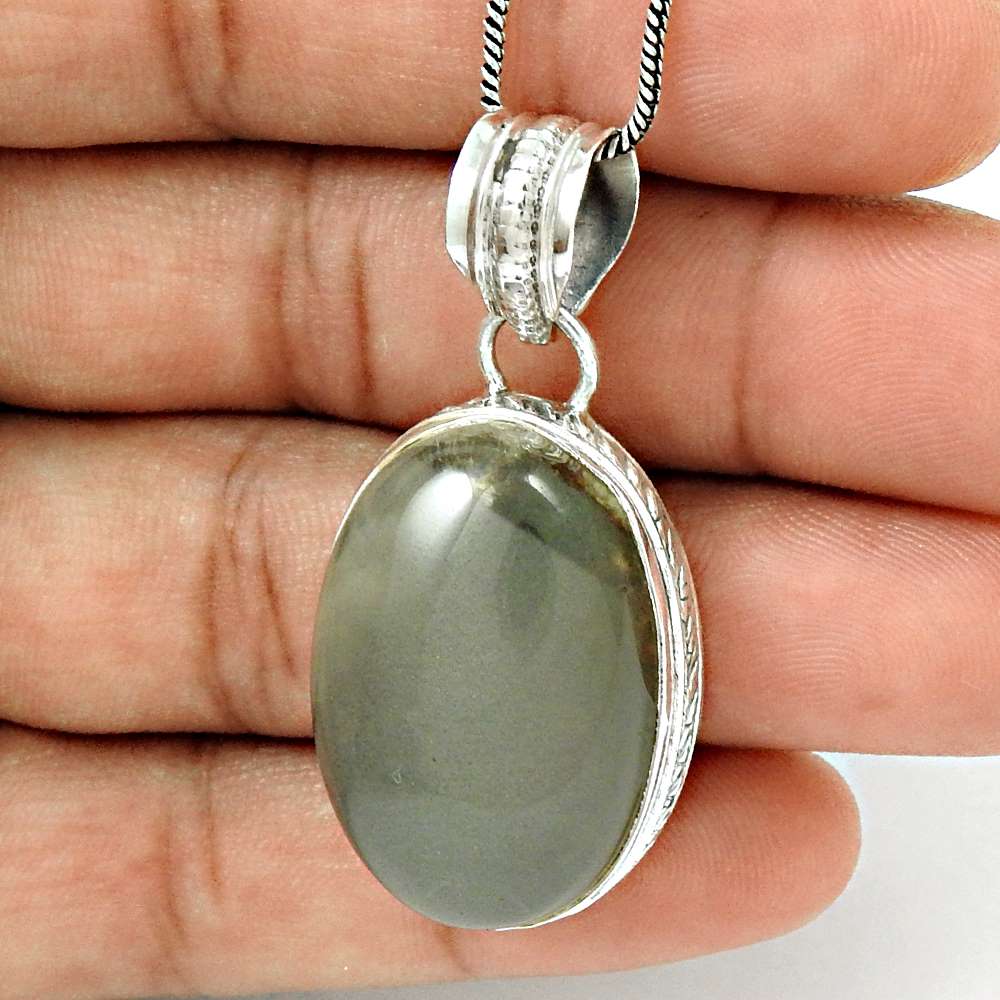 Gift For Women Pendant Ethnic 925 Sterling Silver Natural Lodolite Gemstone Z33