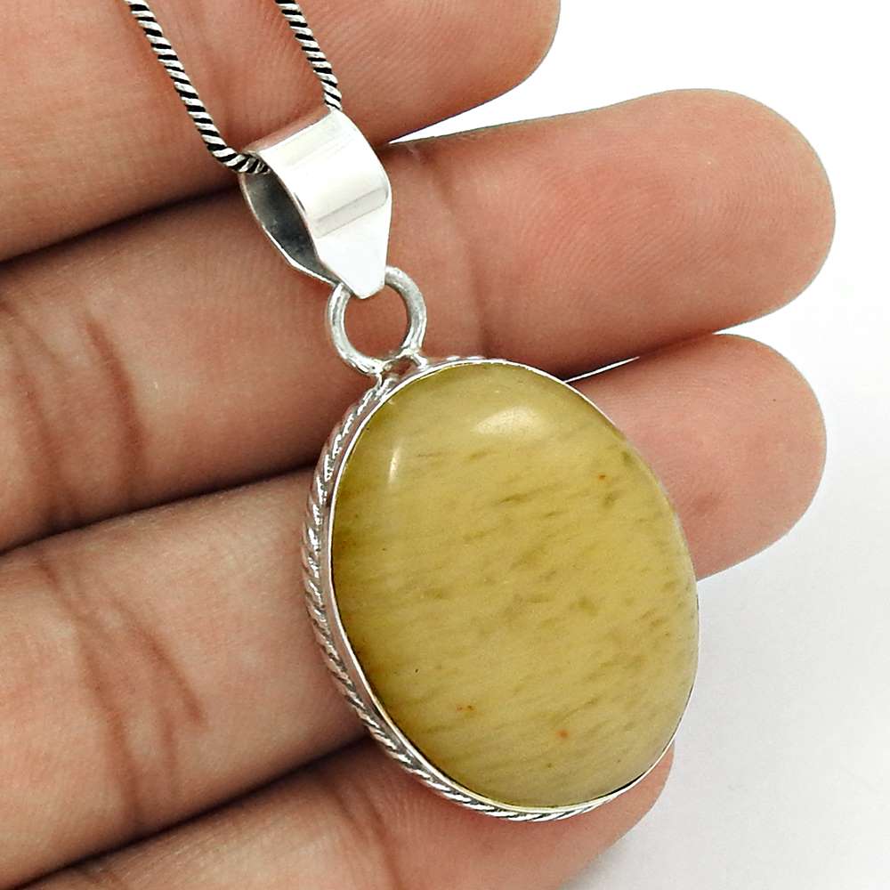 Gift For Women Pendant Boho 925 Sterling Silver Natural Aventurine Gemstone H34