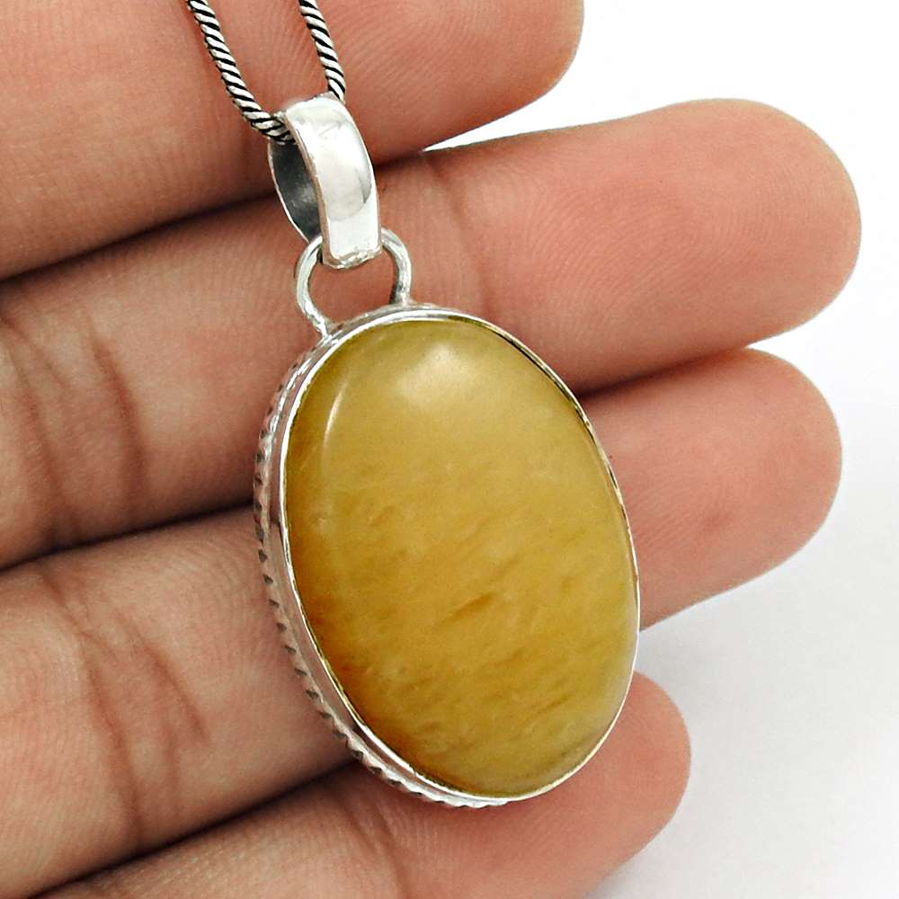 Natural Aventurine Gemstone 925 Sterling Silver Pendant Boho For Women B37