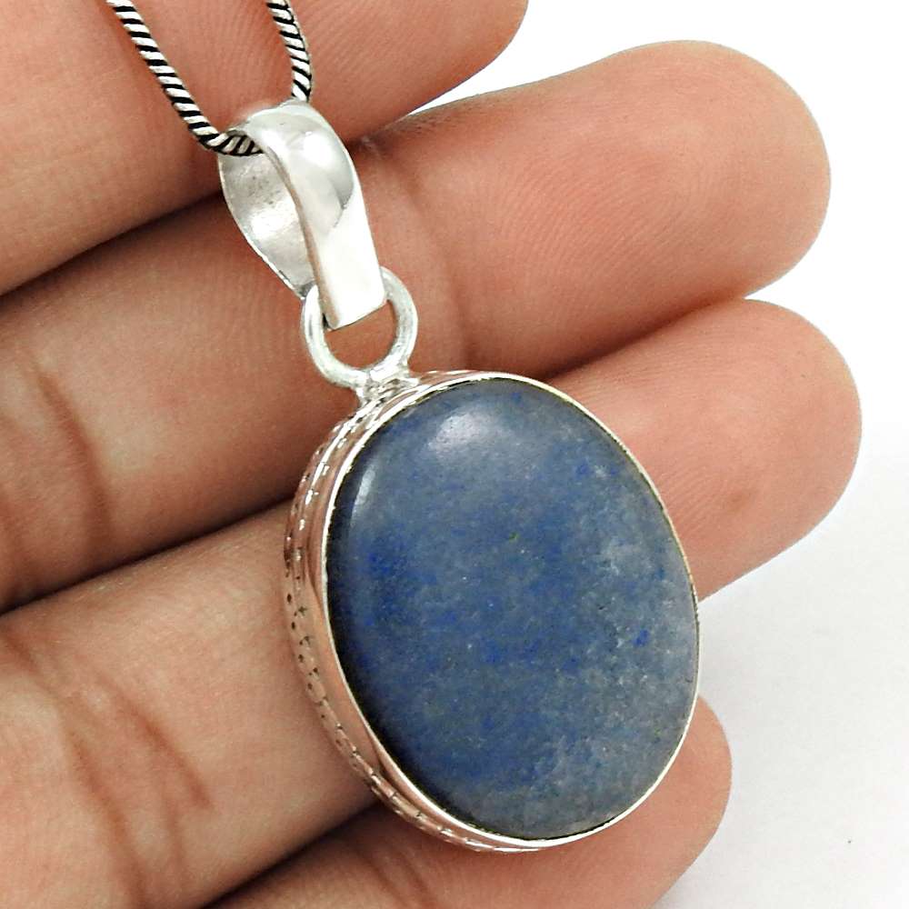 Natural Sodalite Gemstone Pendant Stylish Blue 925 Sterling Silver Jewelry N37