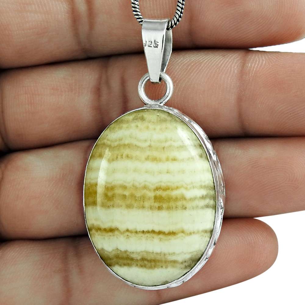 Natural Willow Creek Jasper Gemstone Pendant Boho 925 Silver For Girls Q4