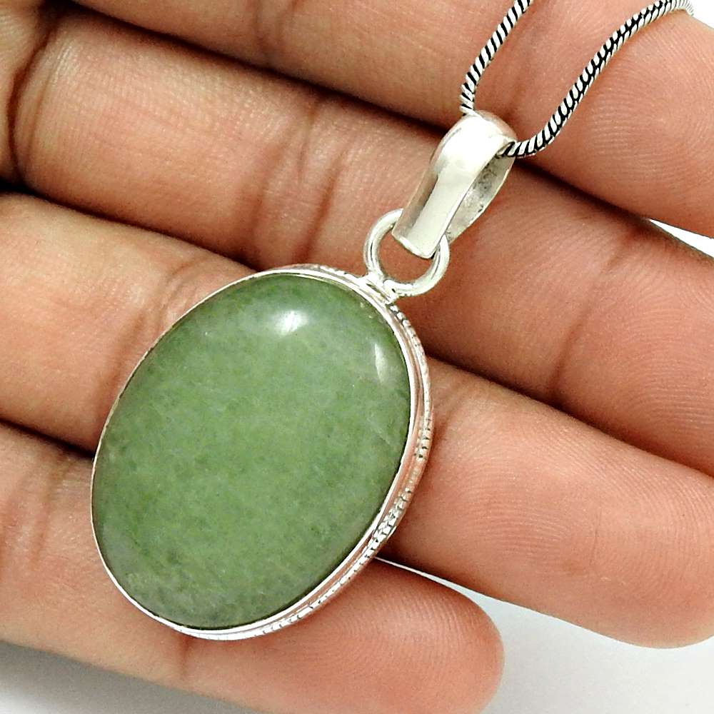 Anniversary Gift For Her Natural Aventurine Pendant Tribal 925 Silver Z2