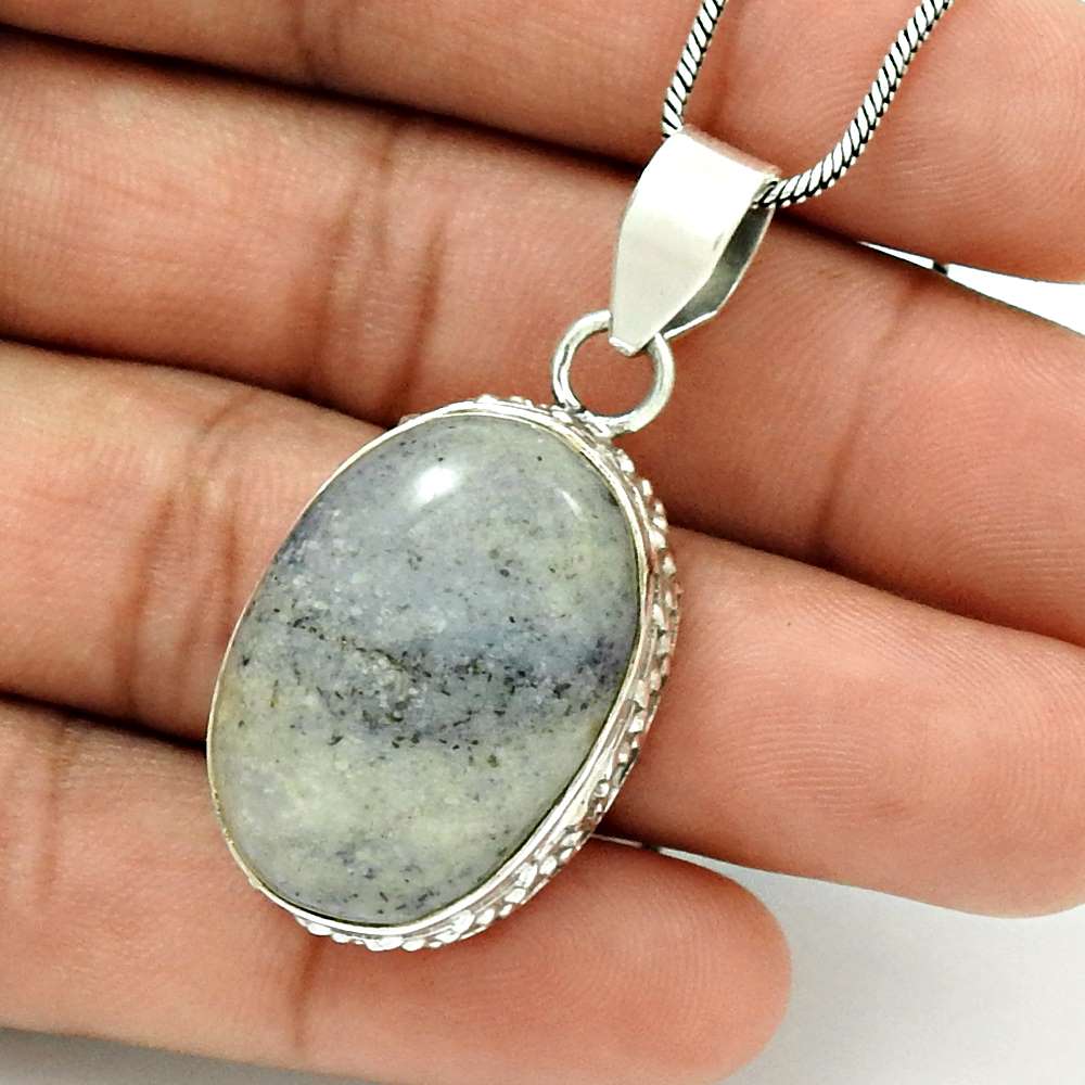 Natural Ocean Jasper Gemstone Pendant 925 Sterling Silver Jewelry For Girls P2