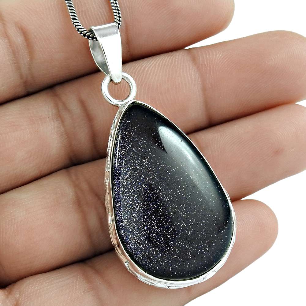 Halloween Gift 925 Sterling Silver Natural Sunstone Gemstone Jewelry Pendant Z7