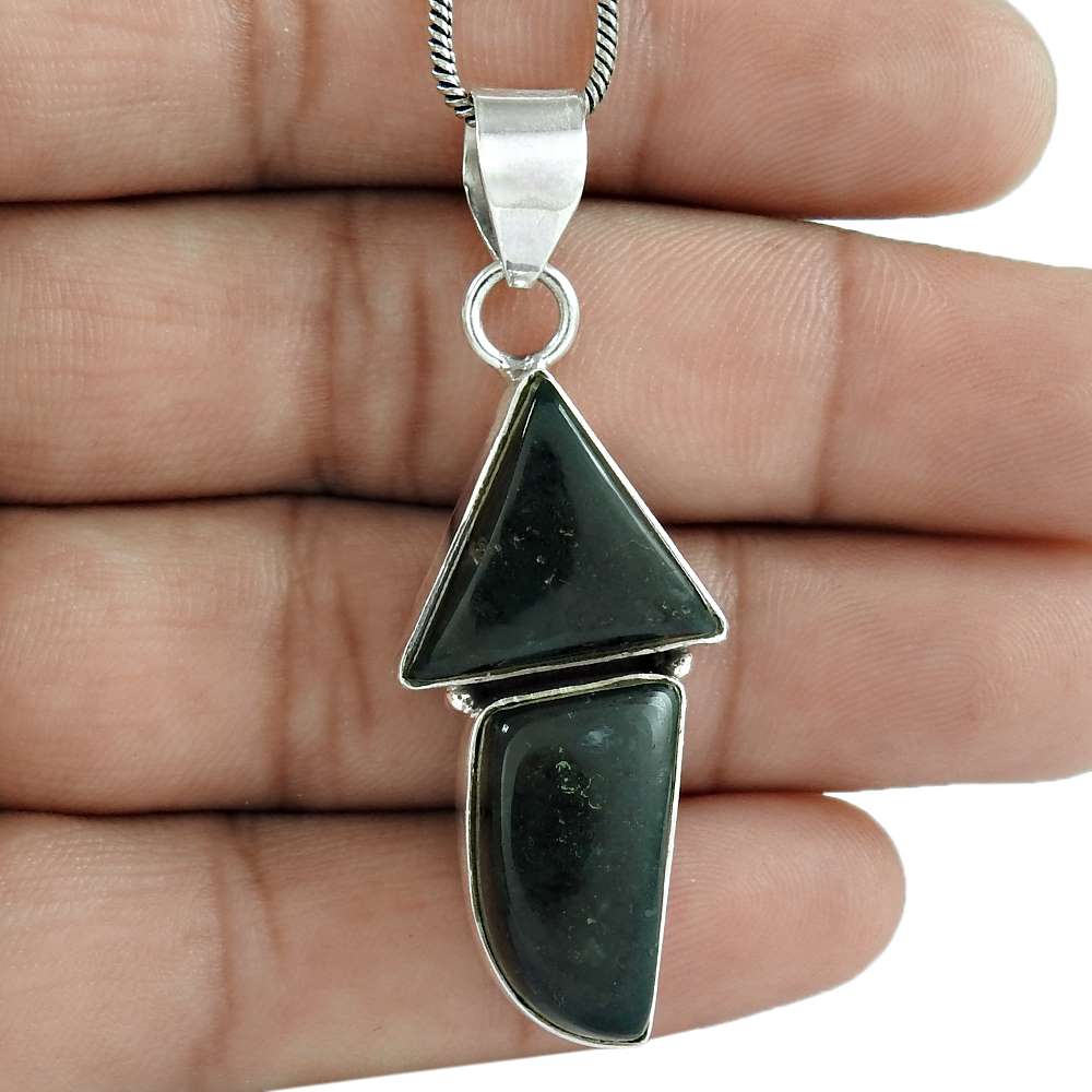 Natural Picasso Jasper Gemstone Pendant Vintage 925 Silver For Women C21