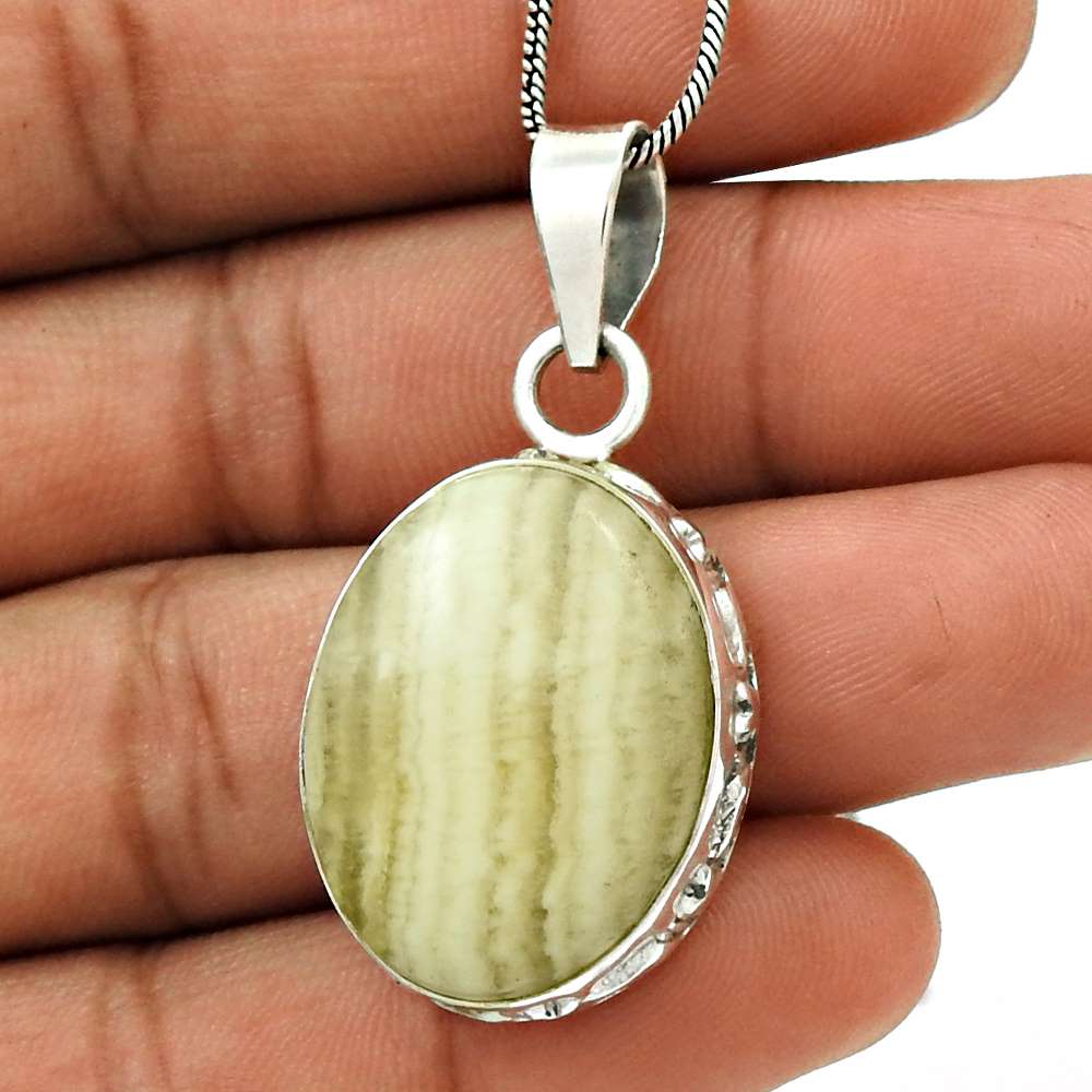 Halloween Gift Pendant Stylish 925 Sterling Silver Natural Septarian Gemstone J8