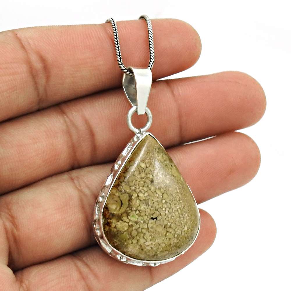 Halloween Gift 925 Sterling Silver Natural Jasper Gemstone Pendant Tribal K8