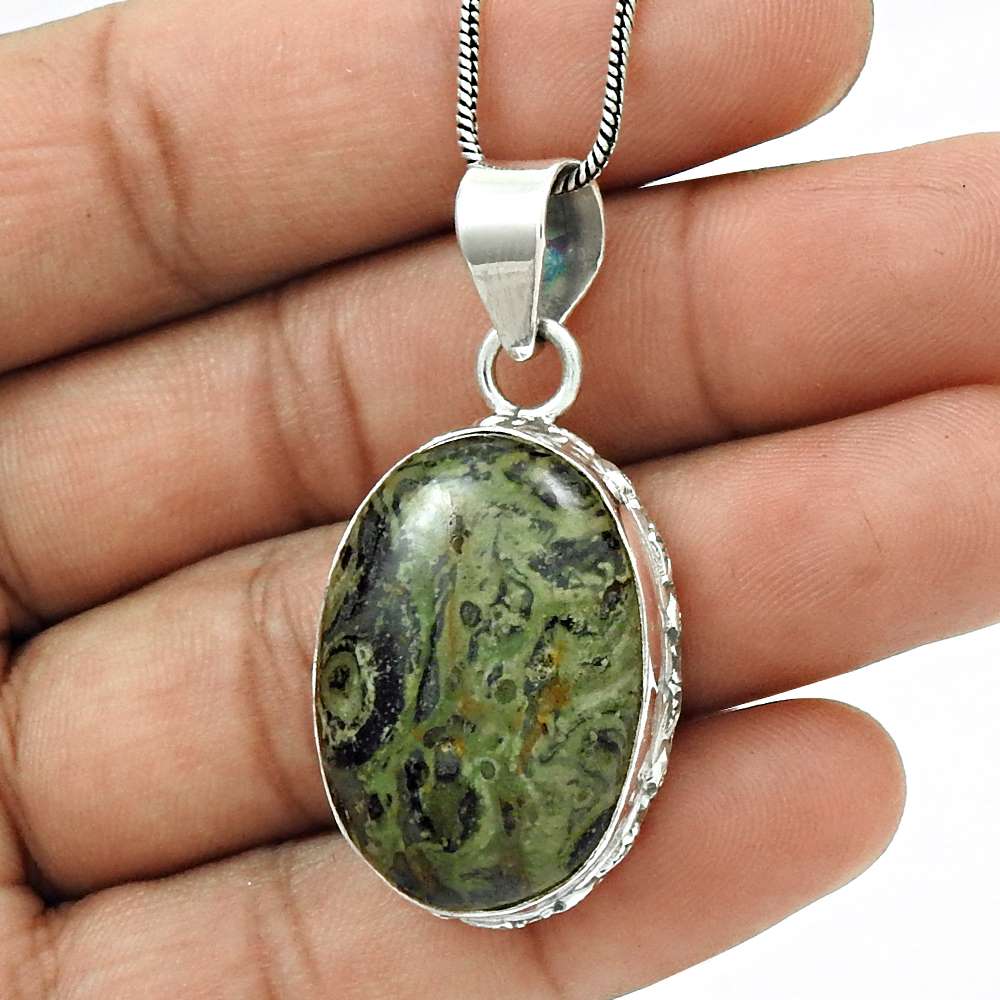 Gift For Women Pendant Bohemian 925 Silver Natural Star Galaxy Jasper B6