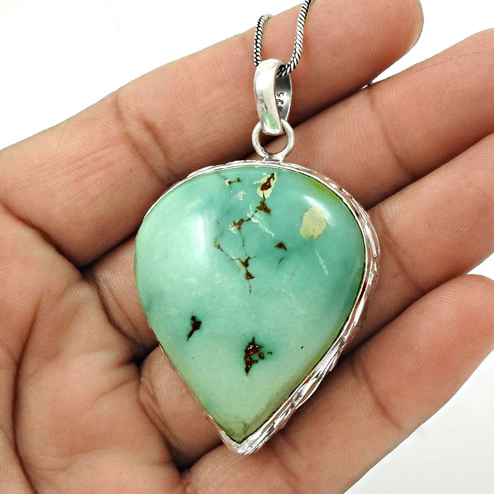Gift For Women Pendant Bohemian 925 Silver Natural Turquoise Gemstone W8