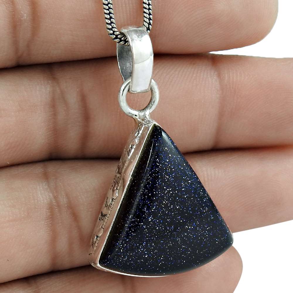 Halloween Gift 925 Sterling Silver Natural Sunstone Gemstone Pendant V9