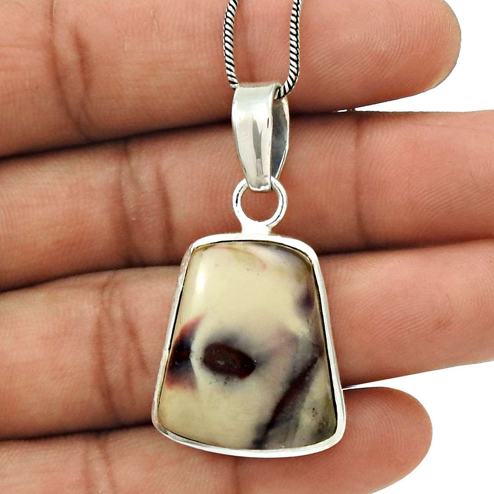Natural Septarian Gemstone 925 Sterling Silver Pendant Vintage For Girls X8