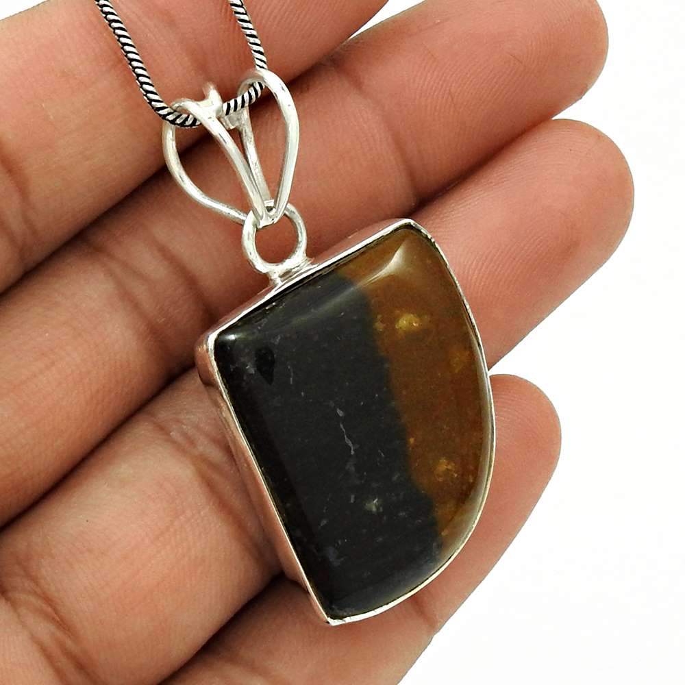Natural Outback Jasper Gemstone 925 Sterling Silver Pendant Boho For Women Q1
