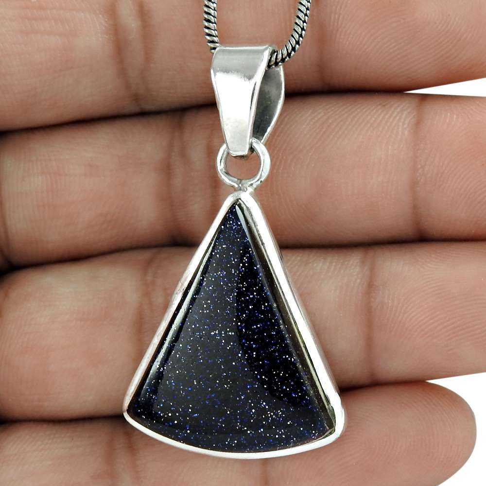 Anniversary Gift For Her Natural Sunstone Gemstone Pendant Vintage 925 Silver H8