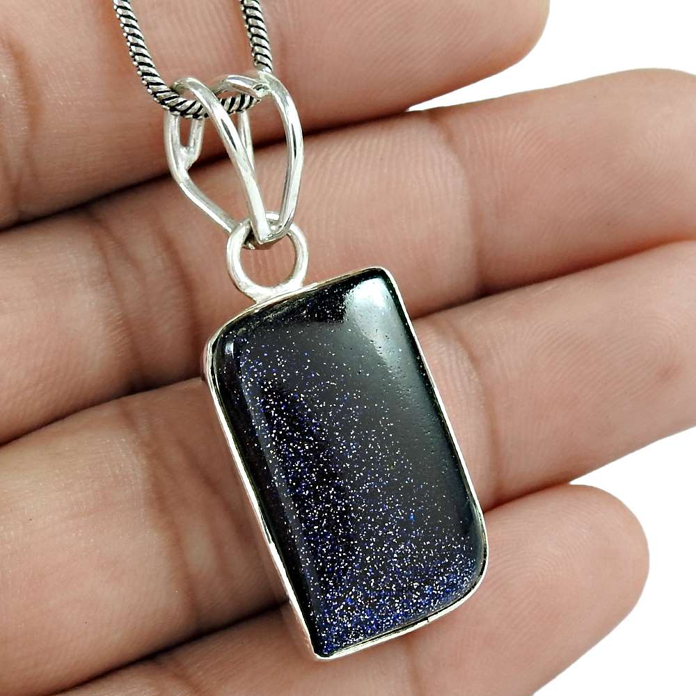 Natural Sunstone Gemstone Jewelry 925 Sterling Silver Pendant J10