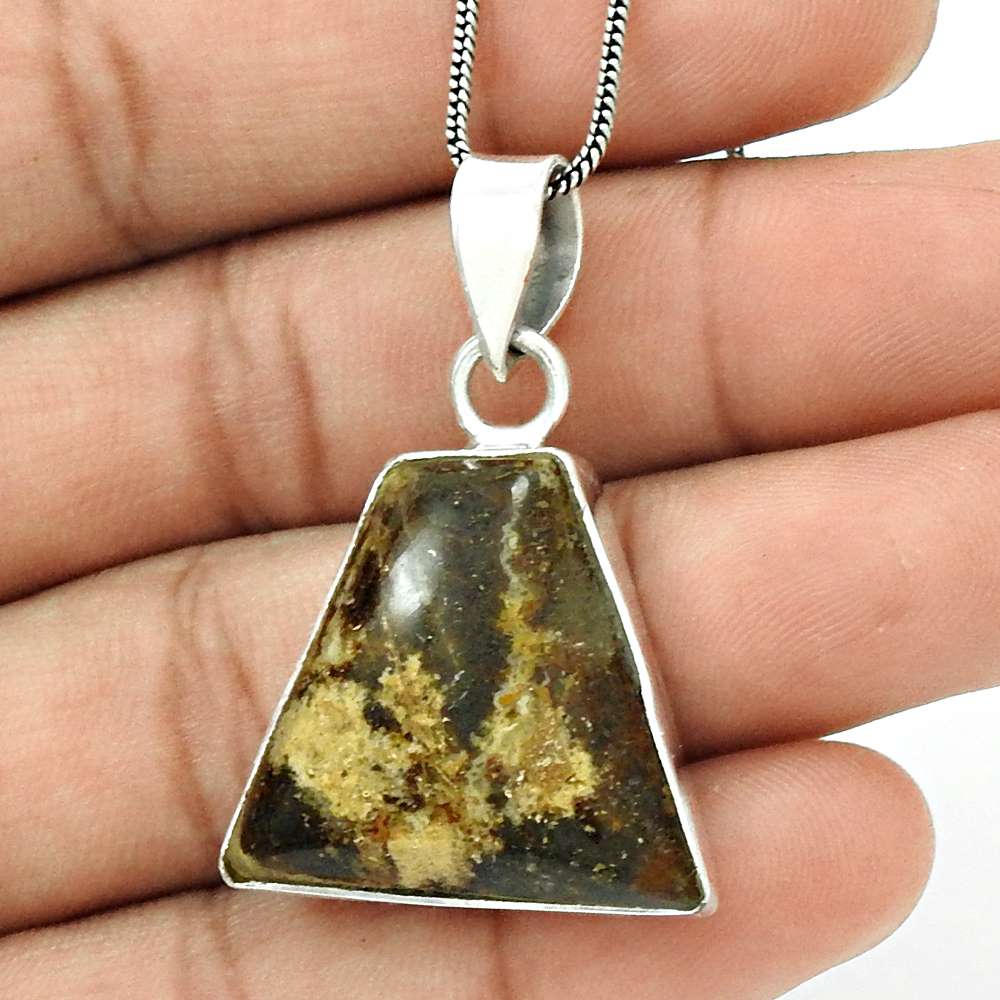 Natural Septarian Gemstone Pendant Tribal 925 Sterling Silver For Women M10