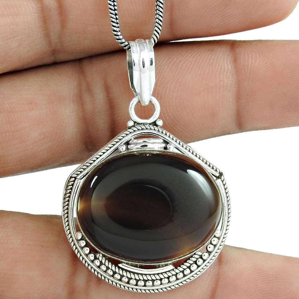 Gift For Women Pendant Bohemian 925 Silver Natural Imperial Onyx Gemstone A4