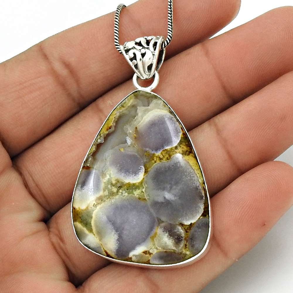 Natural Petrified Wood Gemstone 925 Sterling Silver Pendant Boho For Girls F15
