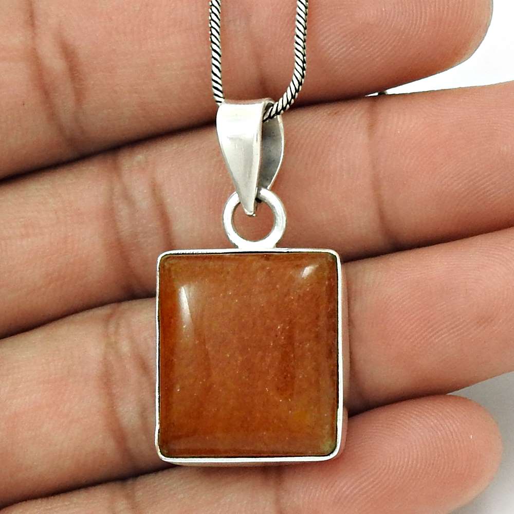 Anniversary Gift For Her Natural Aventurine Pendant Tribal 925 Silver N15