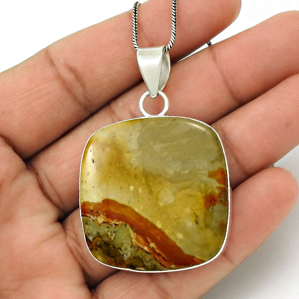 Natural Mookaite Gemstone Pendant Tribal 925 Sterling Silver Indian Jewelry A16