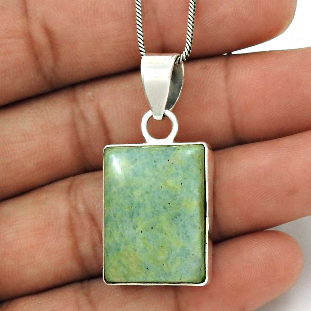 Wedding Gift For Her 925 Silver Natural Amazonite Gemstone Pendant Ethnic D19