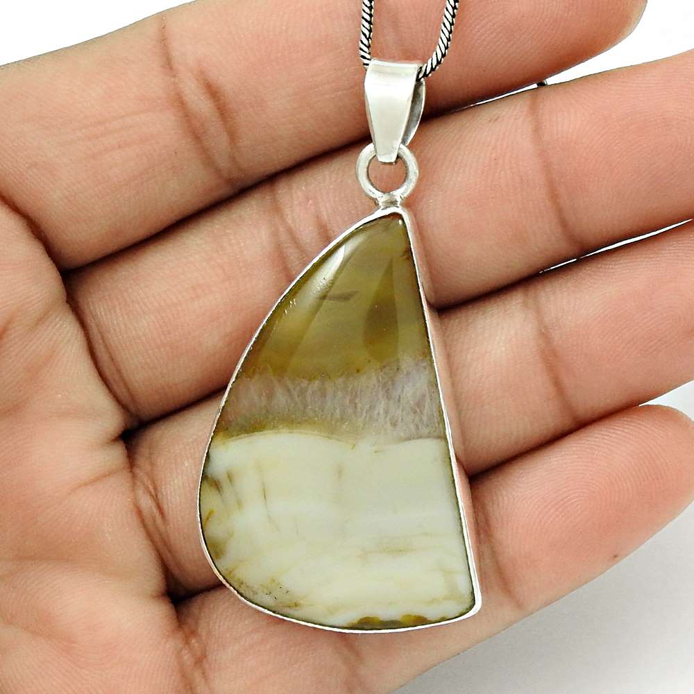 Natural Fuchsite Gemstone Pendant Boho 925 Sterling Silver Indian Jewelry Y19