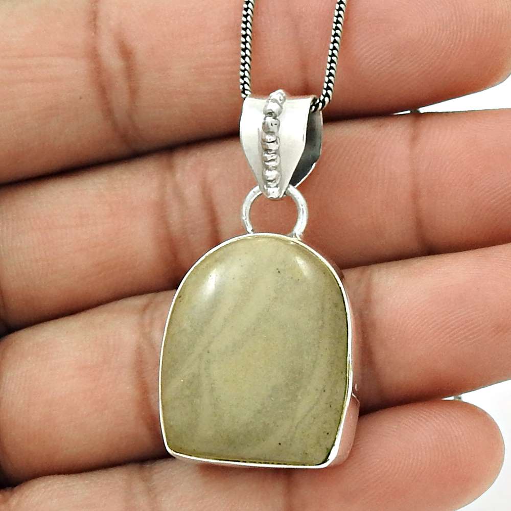 Wedding Gift For Her 925 Silver Natural Jasper Gemstone Pendant Boho G21