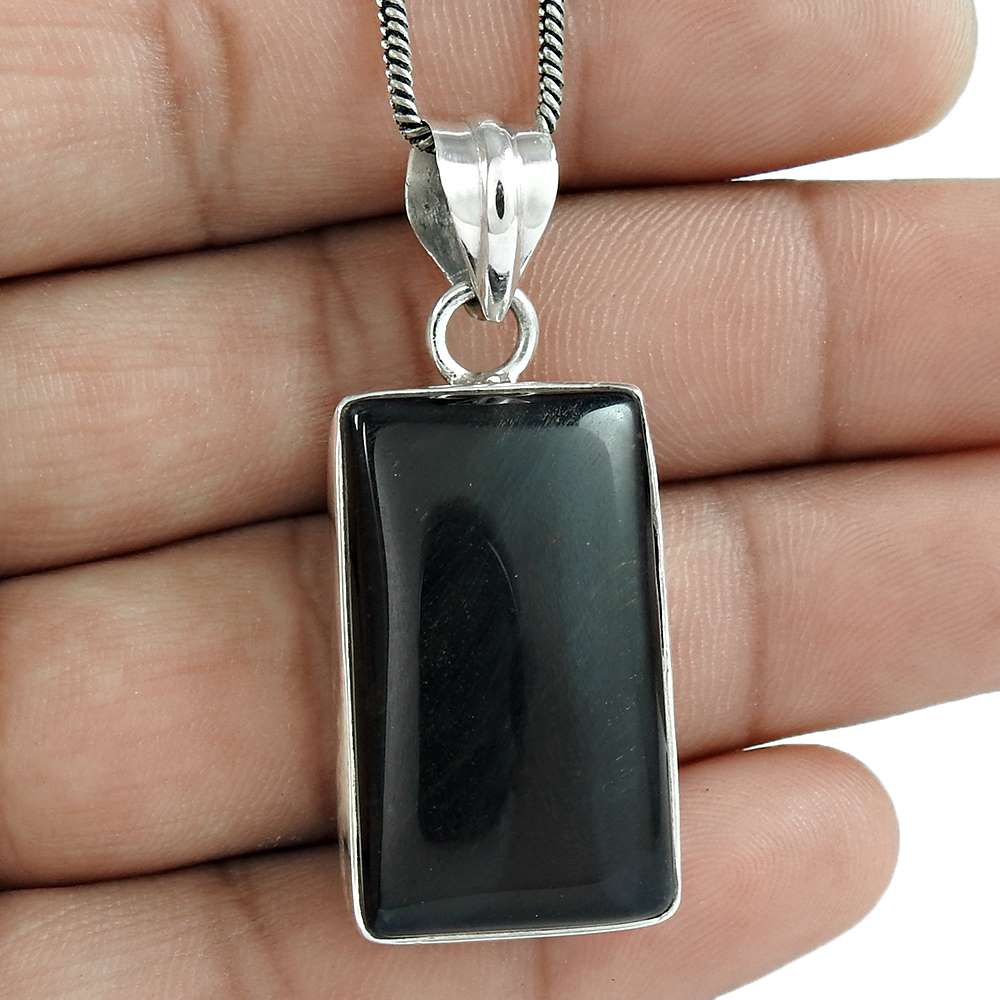 Natural Onyx Gemstone Pendant Tribal 925 Sterling Silver Indian Jewelry B20